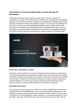 Tokenization in Commercial Real Estate_ A Game-Changer for Businesses