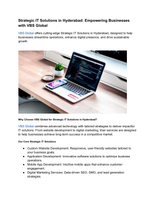 Strategic IT Solutions in Hyderabad_ Empowering Businesses with VBS Global