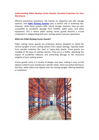 Pallet Racking Corner Guards