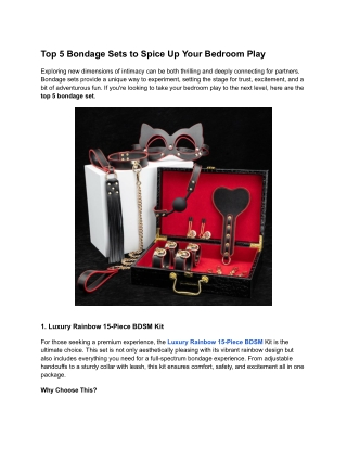 Top 5 Bondage Sets to Spice Up Your Bedroom Play.