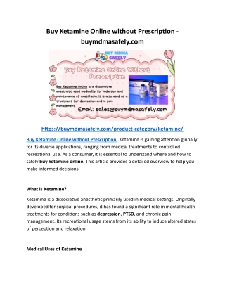 Buy Ketamine Online without Prescription - buymdmasafely