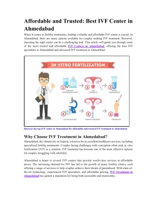 Affordable and Trusted Best IVF Center in Ahmedabad