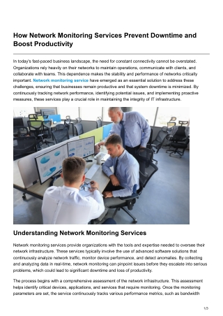 How Network Monitoring Services Prevent Downtime and Boost Productivity