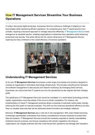 How IT Management Services Streamline Your Business Operations