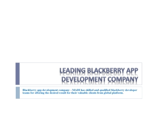 Right place to hire Blackberry Application Developer