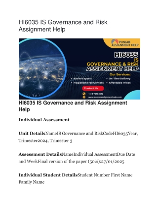 HI6035 IS Governance and Risk Assignment Help