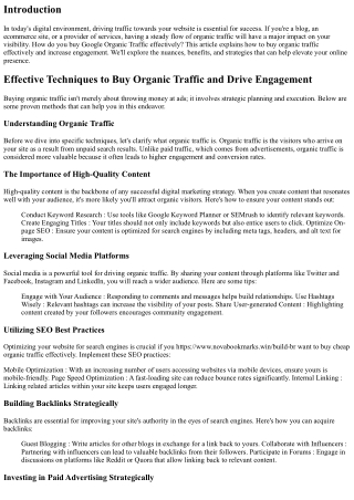 Effective Techniques to Buy Organic Traffic and Drive Engagement