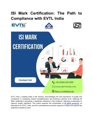 ISI Mark Certification_ The Path to Compliance with EVTL India