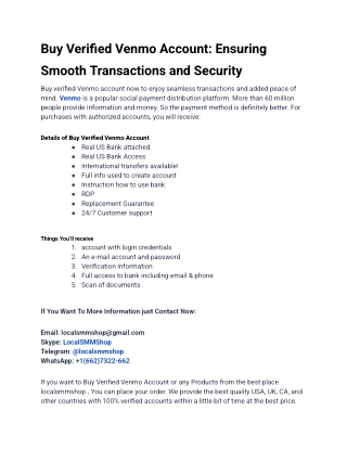 Buy Verified Venmo Account In Our Site