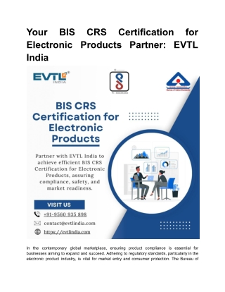 Your BIS CRS Certification for Electronic Products Partner_ EVTL India