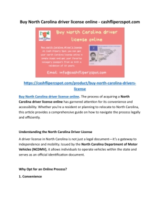 Buy North Carolina driver license online - cashfliperzspot