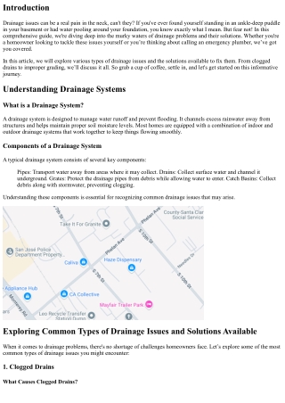 “Exploring Common Types of Drainage Issues and Solutions Available”