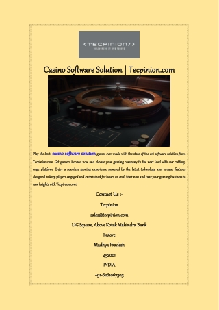 Casino Software Solution  Tecpinion com