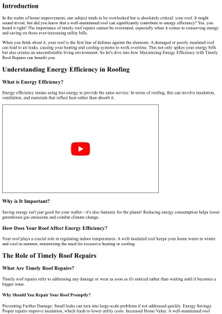 “Maximizing Energy Efficiency with Timely Roof Repairs”