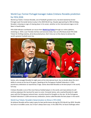 World Cup: Former Portugal manager makes Cristiano Ronaldo prediction for FIFA 2