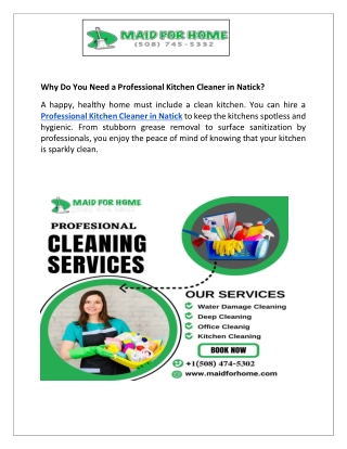 Why Do You Need a Professional Kitchen Cleaner in Natick