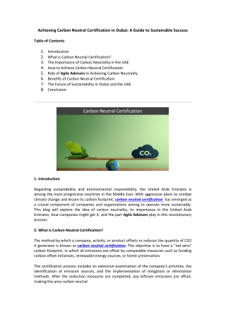 Achieving Carbon Neutral Certification in Dubai