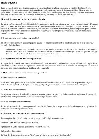 Site web éco-responsable : mythes et réalités
