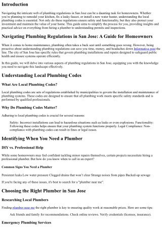 Navigating Plumbing Regulations in San Jose: A Guide for Homeowners