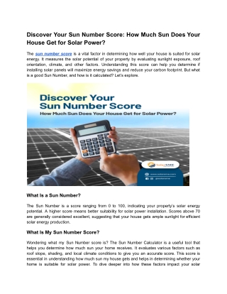 Sun Number Score