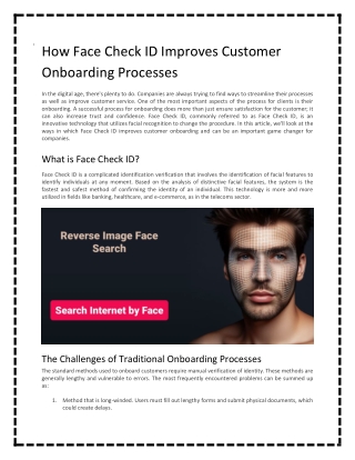 How Face Check ID Improves Customer Onboarding Processes