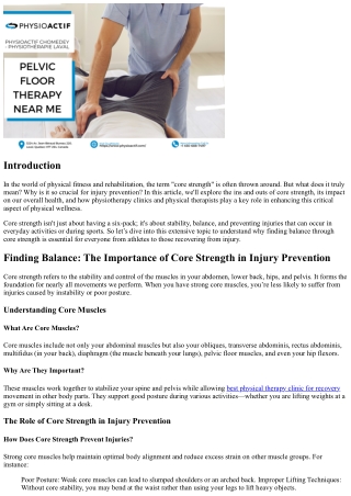 “Finding Balance: The Importance of Core Strength in Injury Prevention”