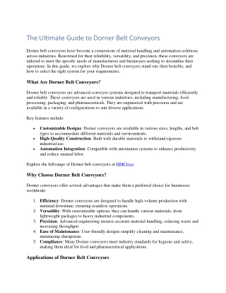 The Ultimate Guide to Dorner Belt Conveyors