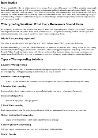 Waterproofing Solutions: What Every Homeowner Should Know