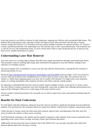 Laser Hair Removal for Dark Underarms