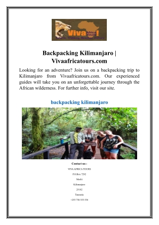 Backpacking Kilimanjaro  Vivaafricatours.com