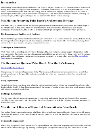 Inside the Mind of a Preservationist: Conversations with Mia Martin