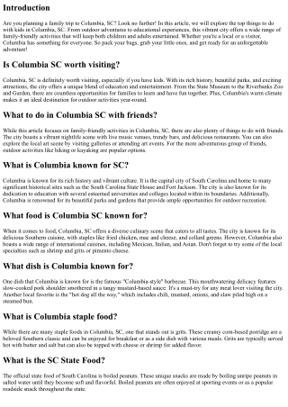 Family-Friendly Fun: Top Things to Do with Kids in Columbia, SC