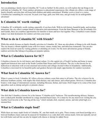 Family-Friendly Fun: Top Things to Do with Kids in Columbia, SC