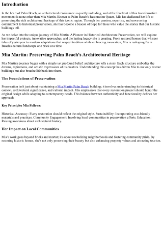 Mia Martin: A Pioneer in Historical Architecture Preservation
