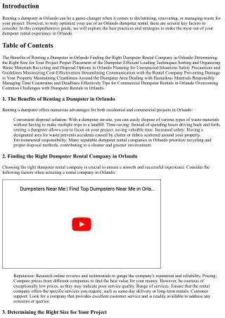 How to Optimize Your Use of an Orlando Dumpster Rental