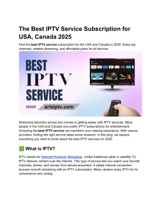 The Best IPTV Service Subscription for USA, Canada 2025