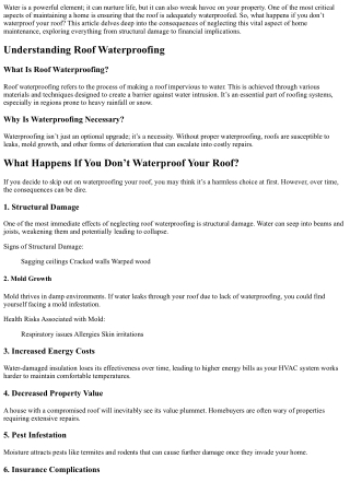 What Happens If You Don’t Waterproof Your Roof?