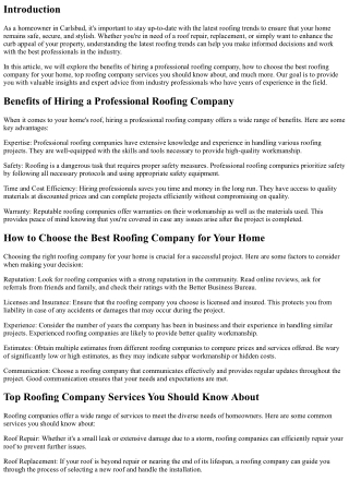 Latest Roofing Trends for Carlsbad Homes: Insights from the Experts