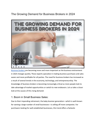 The Growing Demand for Business Brokers in 2024