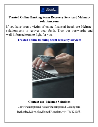 Trusted Online Banking Scam Recovery Services  Melmac-solutions.com