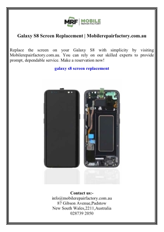 Galaxy S8 Screen Replacement  Mobilerepairfactory.com.au