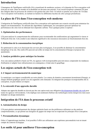 La place de l’IA dans l’éco-conception web moderne