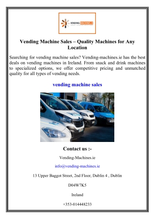 Vending Machine Sales – Quality Machines for Any Location