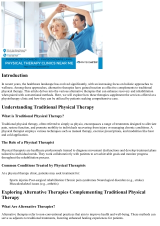 “Exploring Alternative Therapies Complementing Traditional Physical Therapy”