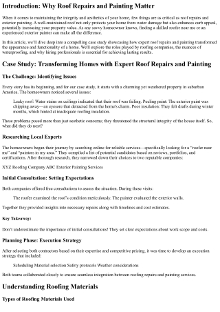 Case Study: Transforming Homes with Expert Roof Repairs and Painting
