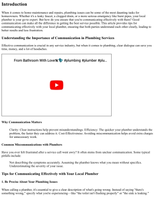 Tips for Communicating Effectively with Your Local Plumber