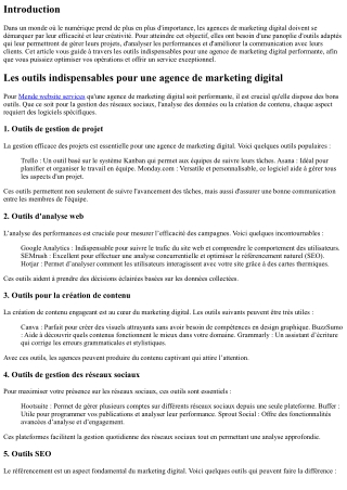 Les outils indispensables pour une agence de marketing digital performante