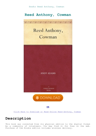 Books Reed Anthony  Cowman
