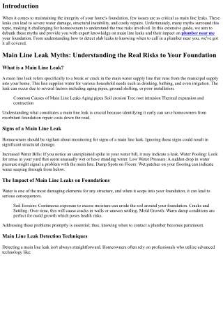 Main Line Leak Myths: Understanding the Real Risks to Your Foundation