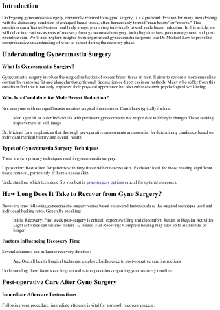 How Long Does It Take to Recover from Gyno Surgery?